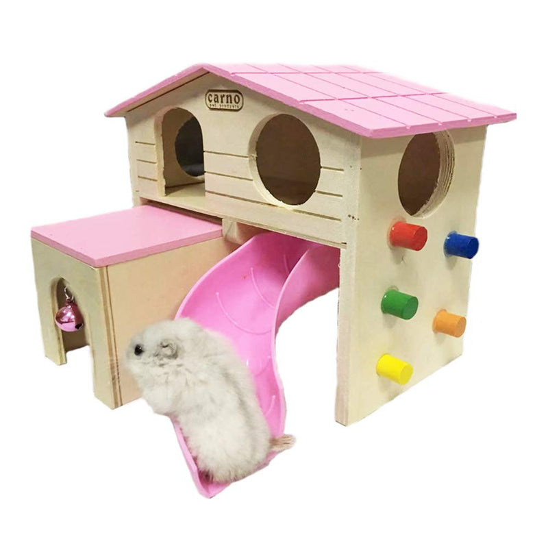 [Australia] - kathson Pet Small Animal Hideout Hamster House with Funny Climbing Ladder Slide Wooden Hut Play Toys Chews for Small Animals Like Dwarf Hamster and Mouse 