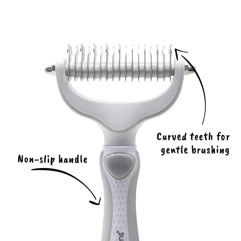 AllPetSolutions Dematting Comb Rake for Dogs and Cats - Double Sided Professional Grooming Tool - Remove Mats and Tangles Safely With Rounded End Blades - PawsPlanet Australia