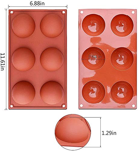6-Cavity Semi Sphere Silicone Mould 6 Holes 3D Half Ball Sphere Mold for Chocolate Jelly Pudding Candy Dome Mousse Cake Decoration Baking Tool Bakeware Set (2PCS) 2PCS - PawsPlanet Australia