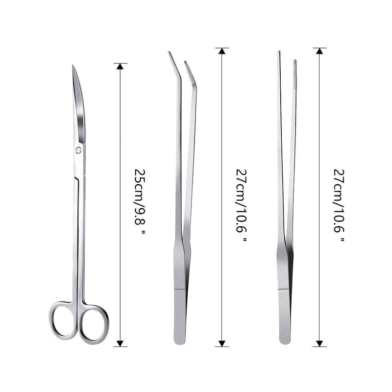 KR Harmony Aquascape Tools 3 in 1 Aquarium Scissors Tweezers Stainless Steel Anti Rust Aquatic Plant Tools for Fish Tank Clean - PawsPlanet Australia