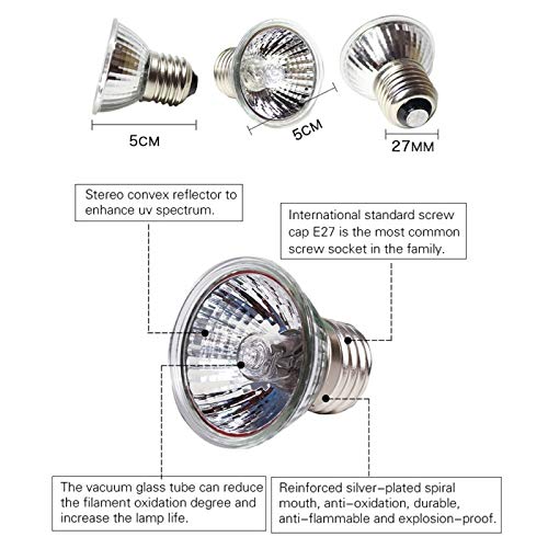 [Australia] - Pvnoocy New Pet Heating Lamp UVA UVB 220V 25w / 50w / 75w Full Spectrum Solar Fiber Crawler UV Heating Turtle Sun Bulb Lizard Lamp 