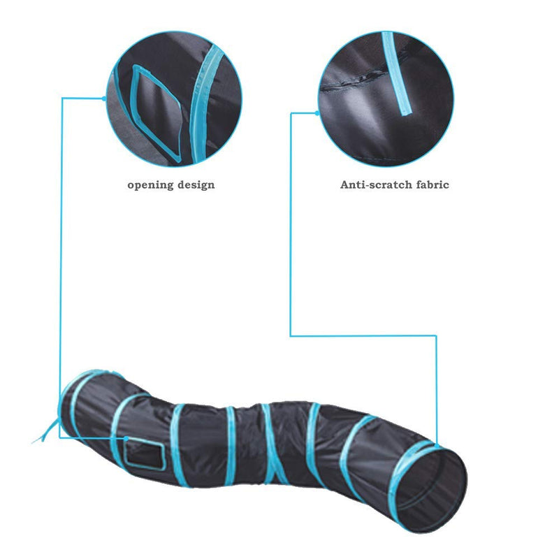 BEIKOTT Collapsible Cat Tunnel, Cat Tube Kitty Tunnel, Cat Pet Tunnel Toys with Peek Hole and Toy Ball, Small pet Tunnel for Kitty, Puppy, Rabbit Blue(2 Tubes) - PawsPlanet Australia