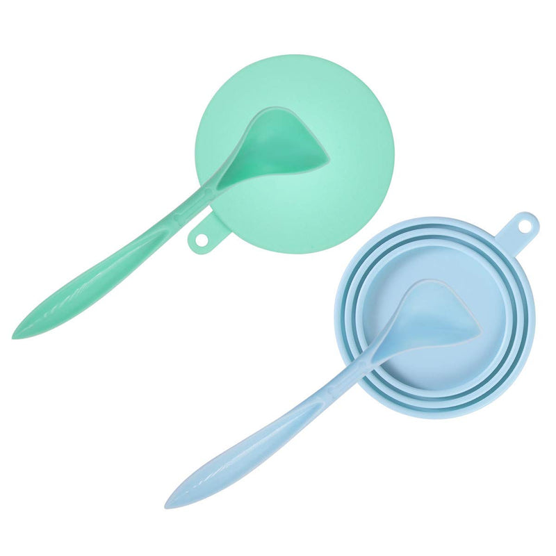 [Australia] - SLSON 2 Pack Pet Food Can Cover Universal Silicone Cat Dog Food Can Lids 1 Fit 3 Standard Size Can Tops with 2 Spoons,Light Blue and Green 