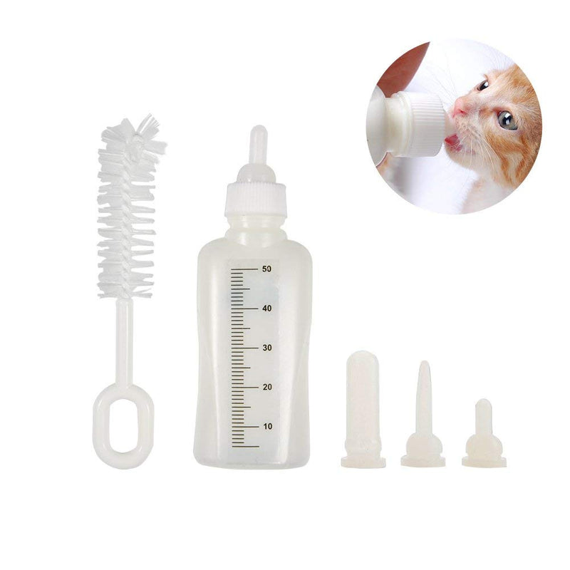 50ML Pet Baby Bottle Set with 3 Nipples and 1 Cleaning Brush Pet Nurser Bottle Kit for Dog Cat - PawsPlanet Australia