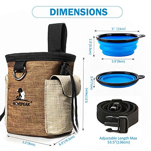 Hesheng Dog Treat Bag, with Collapsible Water Feeder Bowl and Pet Snack Storage Bag with Adjustable Waistband Travel for Walking Hiking Travelling or Outdoor Use (pueple) pueple - PawsPlanet Australia