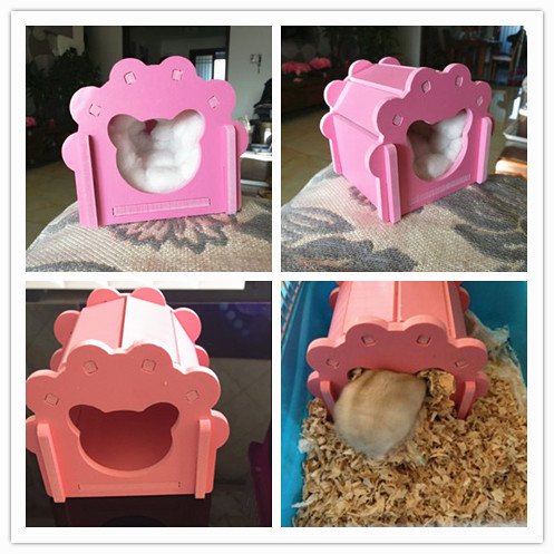 [Australia] - Hamster House Cage Wood Chew Toy DIY Colorful Hut for Hamster Gerbil Rat Small Animals Hideout with Free Hamster Lead Leash L Green 