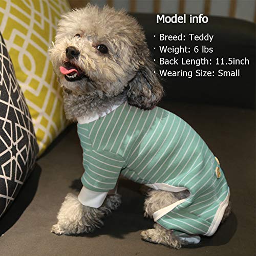 [Australia] - kyeese Dog Pajamas Cotton Stretchable Dog Jumpsuit 4 Legs Strip PJS Pet Puppy Cat Pajamas Lightweight Large Green 