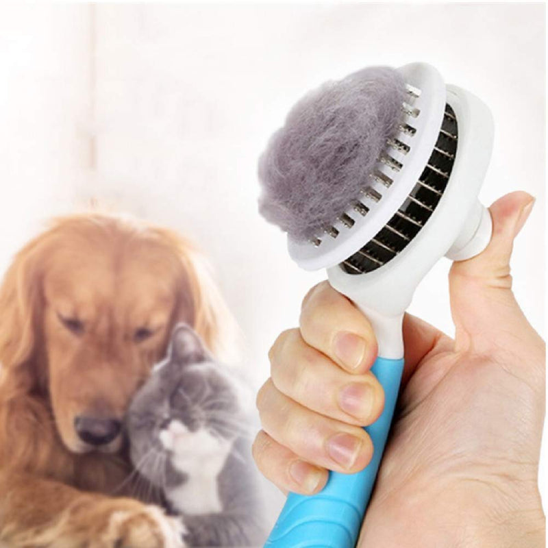 Dog Brush, Cat brush Pet Grooming Brush, Portable Self Cleaning Brush Pet Soft Comb Slicker for Dogs and Cats with Short to Long Hair, Removes Dander Dirt and Detangles Massages Particle - PawsPlanet Australia