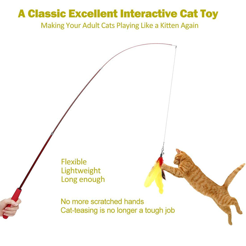 MeoHui Cat Toys for Indoor Cats, 2PCS Retractable Cat Wand Toy and 9PCS Cat Feather Toys Teaser Refills, Interactive Cat Toy Wand Kitten Toys to Play Chase Exercise Basic - PawsPlanet Australia