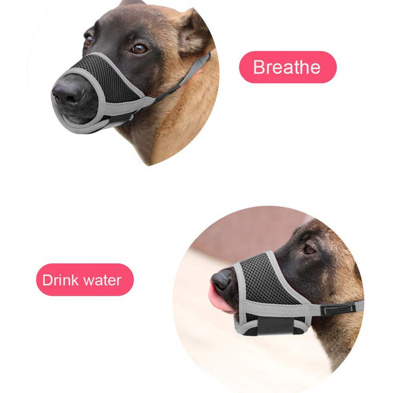 [Australia] - ABPF Dog Muzzles for Anti-Biting-Barking,Soft Nylon Mesh Breathable Pets Mouth Cover,with Adjustable Loop Strap,for Small/Medium/Large Dog Grey 