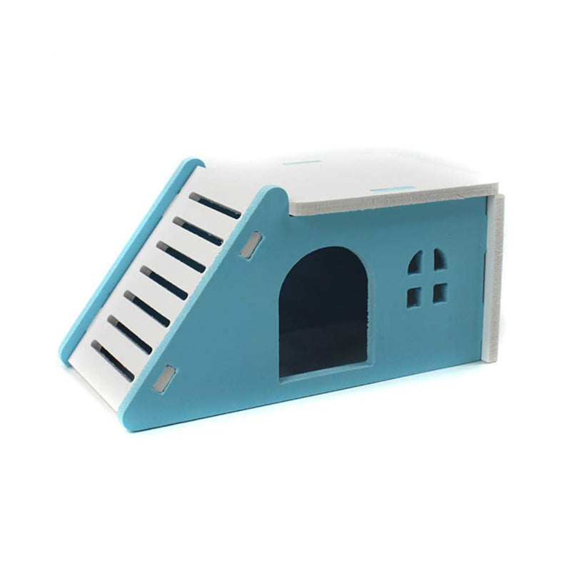 [Australia] - PIVBY Hamster Hideout House Wooden Living Hut Exercise Funny Nest Toy for Mouse, Chinchilla, Rat, Gerbil and Dwarf Hamster-2 Packs Blue 