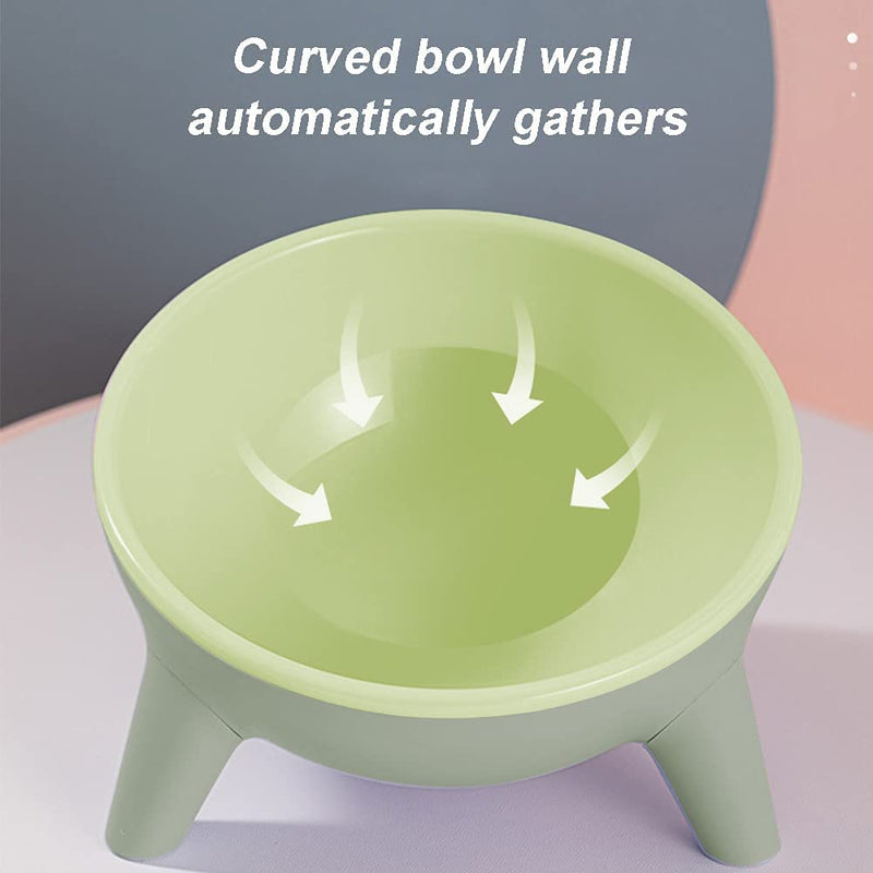Cat Bowls Tilted Raised,Single Cat Feeding Bowls Elevated Cat Food Water Bowl Kittens Dishes 15° Inclined Angle Cat Feeder,Green 1PCS Green - PawsPlanet Australia