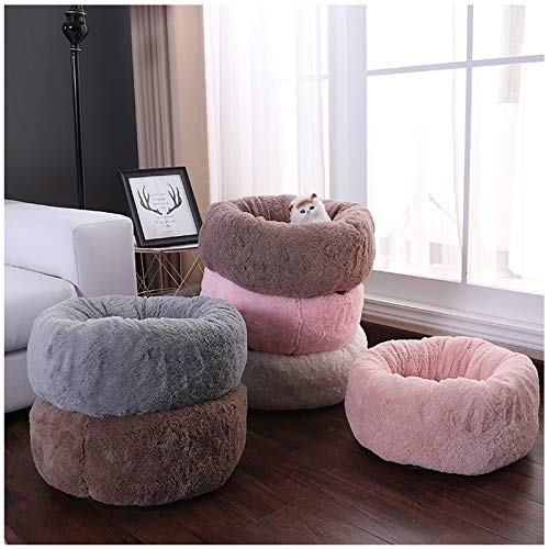 TINTON LIFE Luxury Plush Pet Bed with Pillow for Cats Small Dogs Round Cuddler Oval Cozy Self-Warming Cat Bed for Improved Sleep, Coffee S S 13.82 x13.82 x8.7" - PawsPlanet Australia