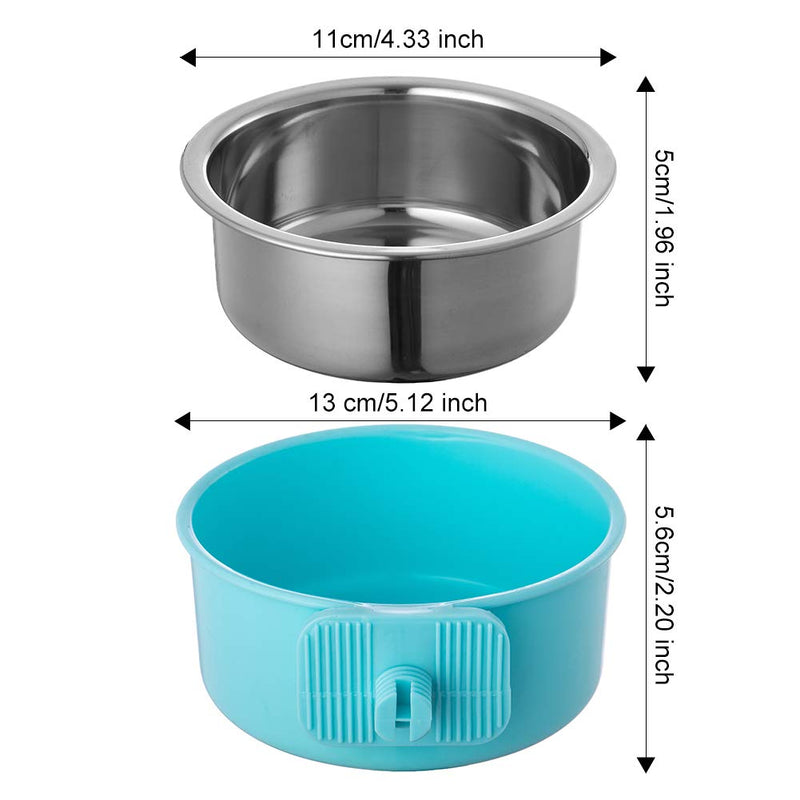 [Australia] - Ordermore Crate Dog Bowl,Stainless Steel Removable Hanging Food Water Bowl Cage Coop Cup for Dogs,Cats,Birds,Small Animals,Holds 14 Ounce Blue 