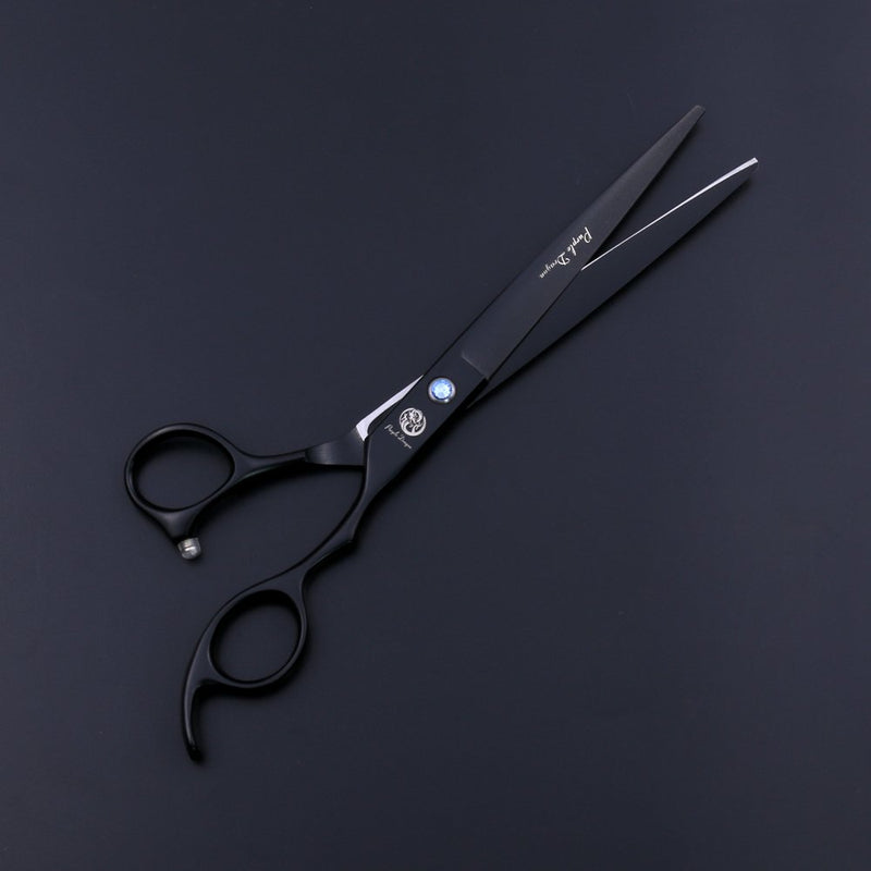 Purple Dragon 7.0/8.0 inch Professional Dog Grooming Hair Cutting Scissor &Curved Scissor&Chunker Shear Kit with Bag - for Pet Groomer or Family DIY Pet Use 7.0 inch Black - PawsPlanet Australia