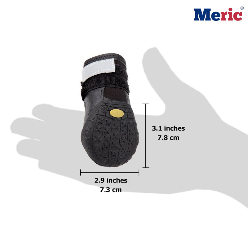 [Australia] - Meric Dog Shoes, 2.9x3.1 Inches, Comfortable Warm Paw Protectors, Wear and Bite-Resistant, Sturdy and Durable Sole, Water-Resistant Boots, Perfect Anti Slip Booties for Medium to Large Dogs 