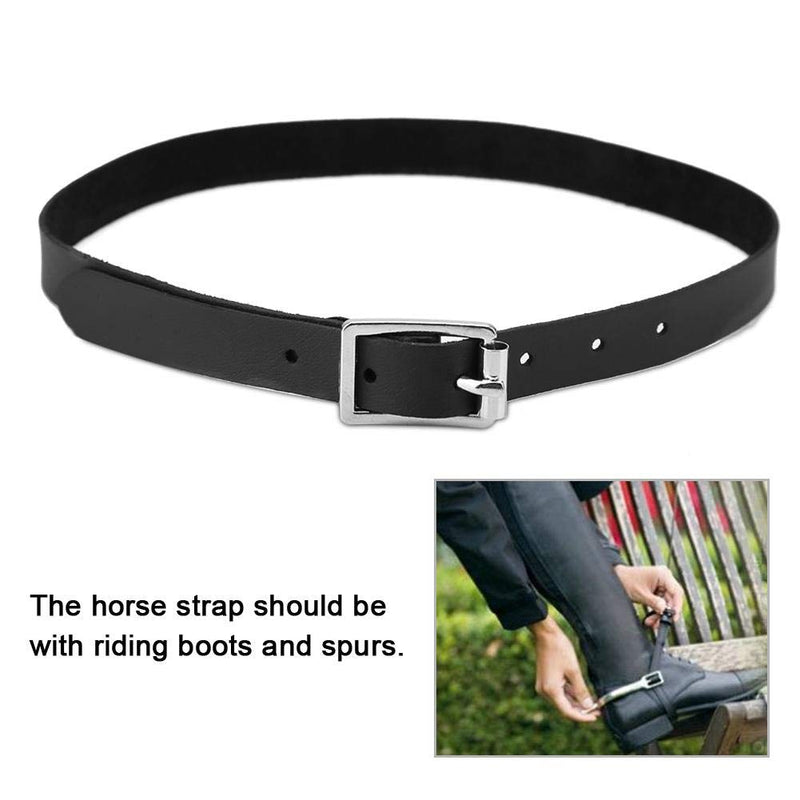 Pssopp Horse Spur Strap Handmade Genuine Leather Equestrian Spur Strap Riding Accessories Black - PawsPlanet Australia