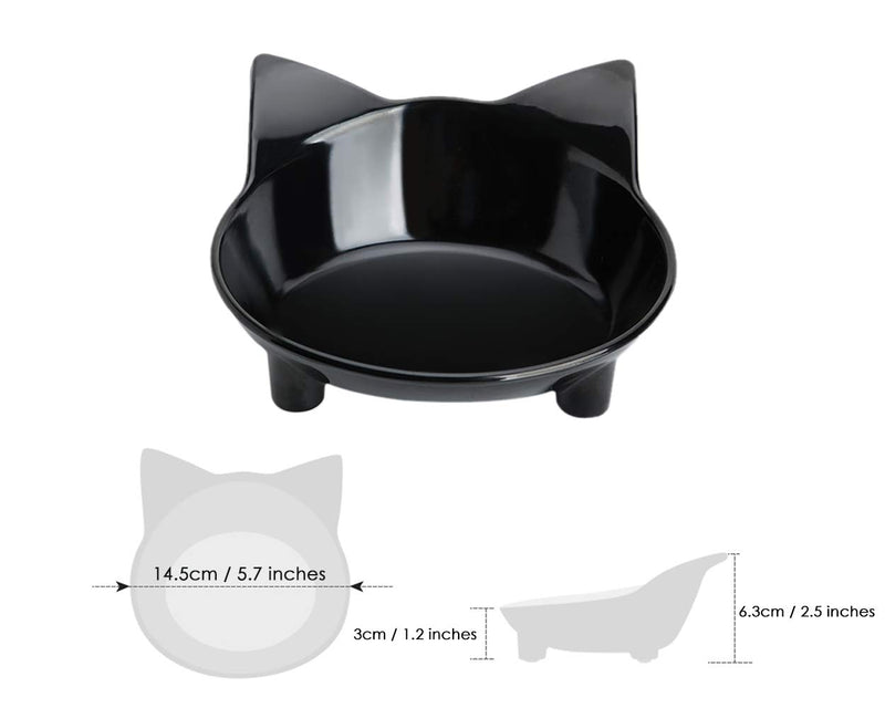 SCSpecial Cat Bowls Set of 3 Anti-slip Multi-purpose Feeding Bowls Cat Water Bowls Cute and Durable Cat Dish (Black/White/Grey) - PawsPlanet Australia