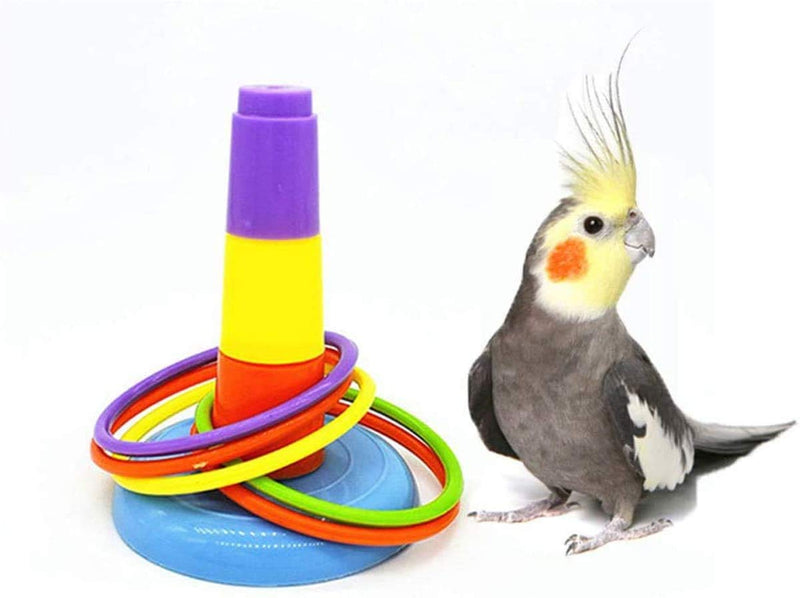 Acidea Bird Colorful Rings Training Toy Parrot Intelligence Development Interactive Toy for Budgie Parakeet Cockatoo Macaw African Grey - PawsPlanet Australia