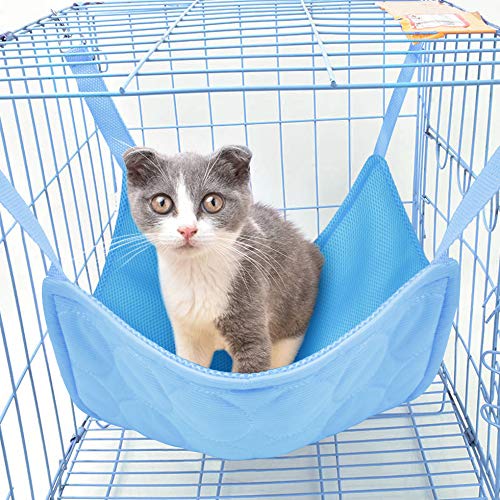 Idepet Pet Hammock Cat Cooling Bed,Dual Use Cat Cool Pad Mat Comfortable Pet Hanging Bed for Cats/Kitten/Small Dogs/Rabbits/Other Small Animals,Space Saving Hang Anywhere Summer Winter M Blue - PawsPlanet Australia