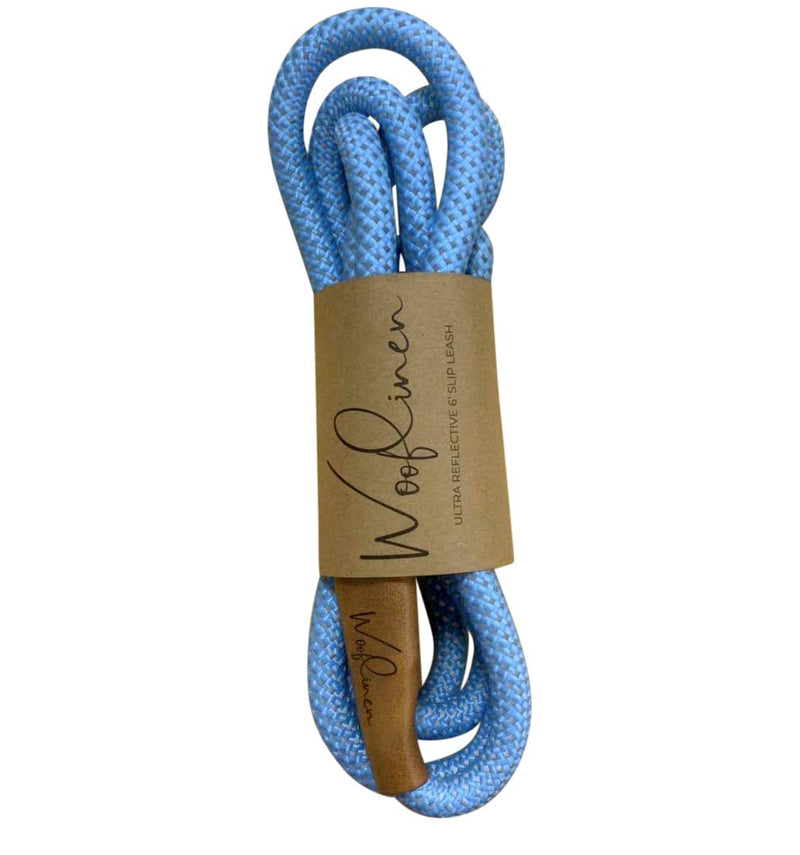 [Australia] - Wooflinen Ultra Reflective Premium Dog Slip Leash Made from Mountain Climbing Rope - Great for Training and The Strongest Pullers 6 Foot Woof Blue 