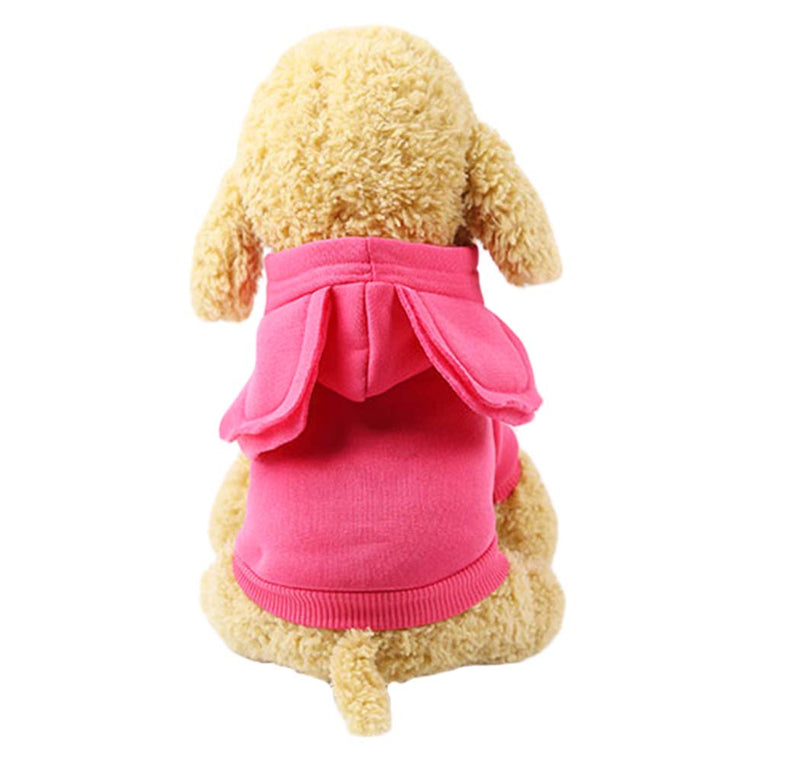 Xiaoyu Pet Dog Hooded Clothes Apparel Puppy Cat Warm Hoodies Coat Sweater for Small Dogs with Cute Hat, Rose, L - PawsPlanet Australia