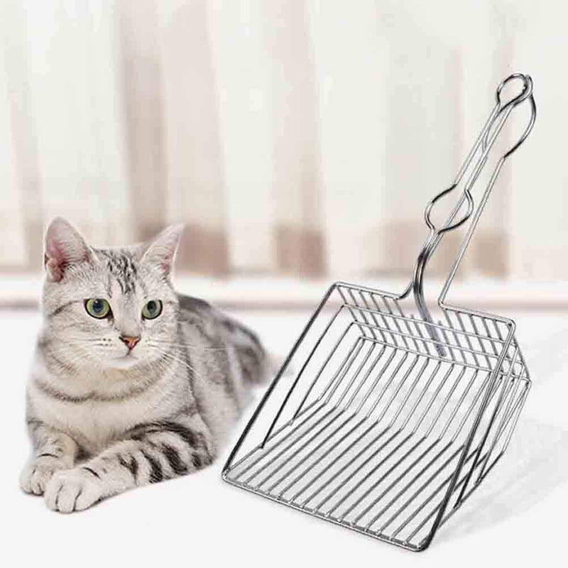 POPETPOP Cat Litter Scoop Metal-Long Handle Cat Litter Scoop Pet Cat Litter Shovel Metal Wire with Deep Shovel and Ergonomic Handle for Efficiently Cleaning - PawsPlanet Australia