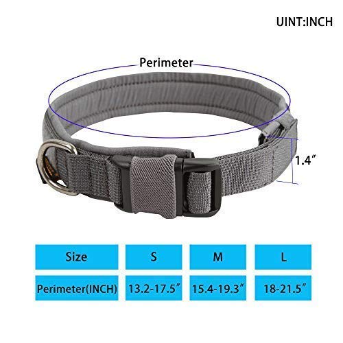 [Australia] - EXCELLENT ELITE SPANKER Puppy Collar Military Dog Collar Adjustable Quick Release Nylon Dog Collar for Small Medium Dog Soft Padded Dog Collar M Size-Adjustable(15.4"-19.3") Grey 