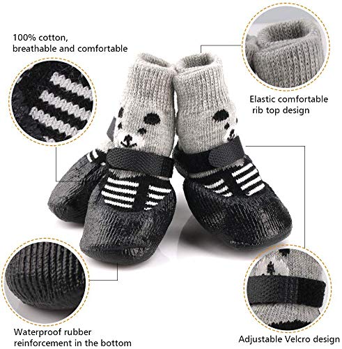 [Australia] - BESUNTEK Dog Boots,Dog Cat Boots Shoes Socks with Adjustable Waterproof Breathable and Anti-Slip Sole All Weather Protect Paws(Only for Tiny Dog),4PCS S Grey 