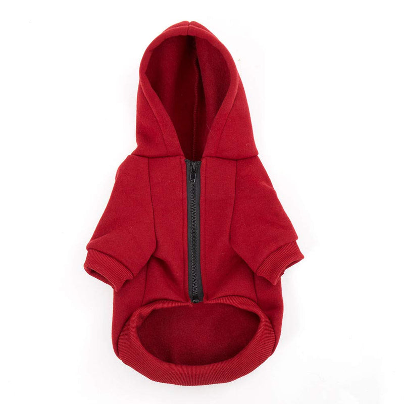 [Australia] - Dog Hoodie Fleece Sweatshirt for Small Medium Large Extra Small XL Dogs Charcoal Gray Pink Red Purple with Harness Hole and Reflective Stripe Zipper Pullover Dogs Hooded Warm Jacket XS Burgundy 