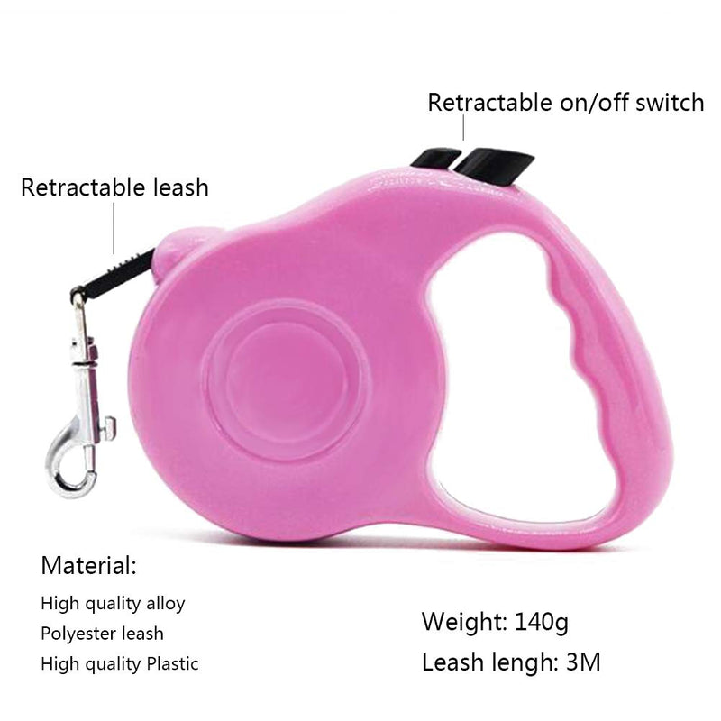 [Australia] - 7 Angry Ants Heavy Duty Retractable Dog Leash Dog Walking Leash for Small Medium Dogs Tangle Free (Pink) Pink 
