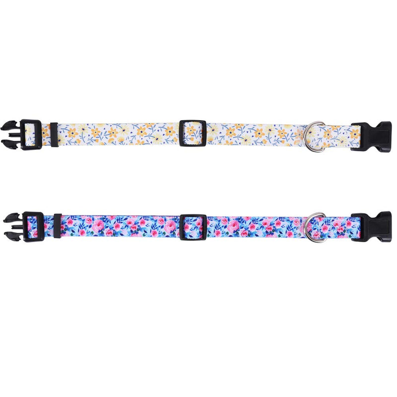 2 Pack Dog Collar Floral Adjustable Nylon Pet Collars for Small Medium Large Dogs Puppy - PawsPlanet Australia