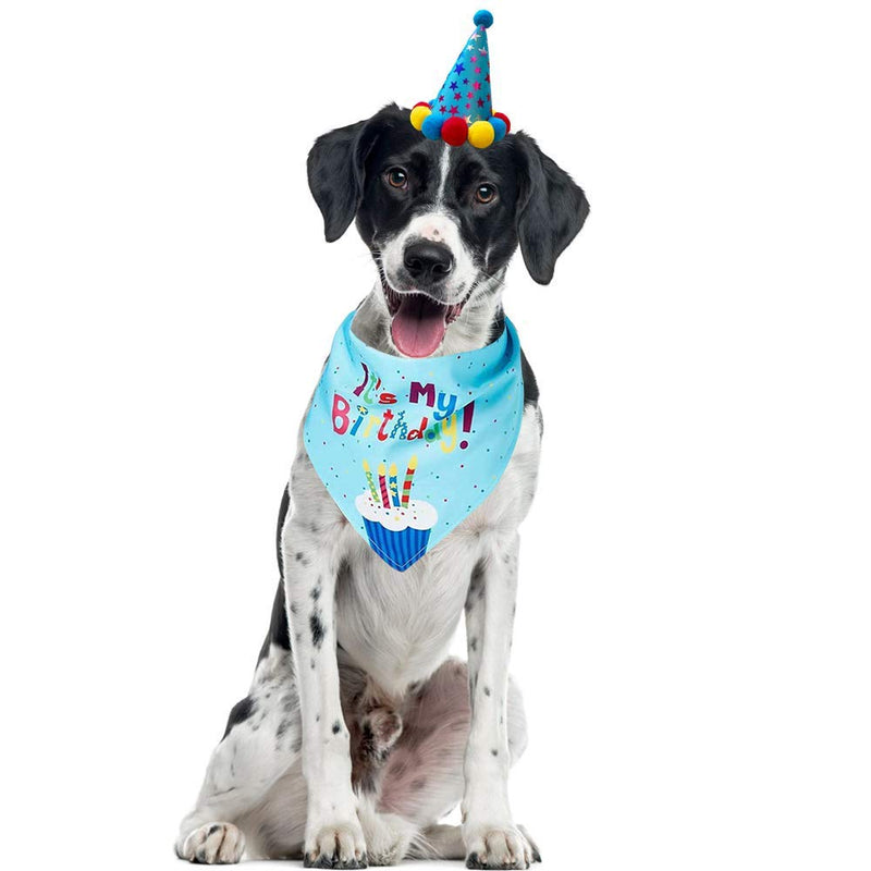 Dog Birthday Bandana Hat Scarf Party Supplies (Blue) Blue - PawsPlanet Australia