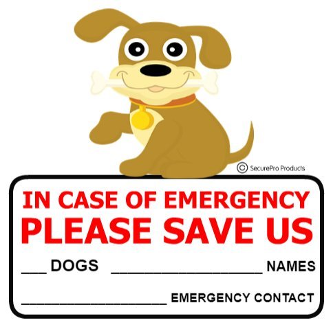 [Australia] - SecurePro Products - 6 Dog Pet Rescue Window Door Sticker Decals, Size - 4" x 4", in Case of Fire or Emergency They Notify Rescue Personnel to Save Your Pets 