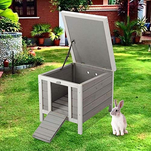 BUNNY BUSINESS Cat/Puppy/Rabbit/Guinea Pig Wooden Hide House - 50 x 42 x 43cm (Grey) GREY - PawsPlanet Australia
