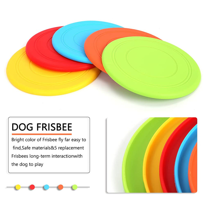 Tipatyard 5 Pack Dog Frisbee,Dog Flying Disc Puppy Flyer Toy React Faster Training Interactive Toys for Small Medium Dog Lightweight Floating Saucer - PawsPlanet Australia