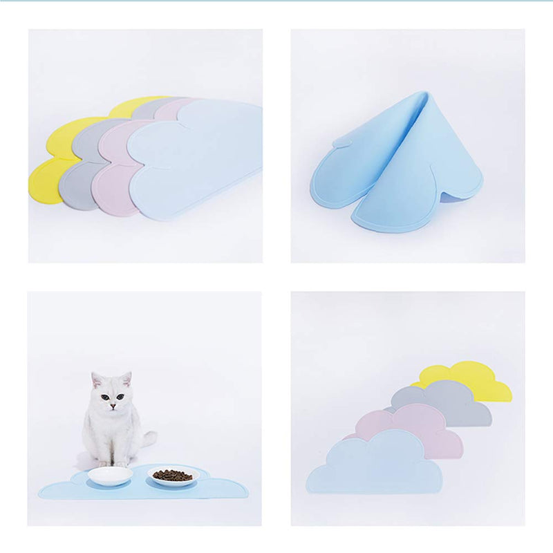 [Australia] - Luck Dawn Pet Food Tray, Cloud Silicone Pet Feeding Mat Pad Premium Anti-Slip Waterproof Dog Cat Bowl Placemat Placemat Blue 