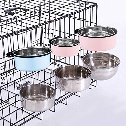 Dog Water Bowl Cage,Crate Type Water Bowl,Stainless Steel Pet Hanging Bowl,Puppy Crate Water Bowl Water Dispenser,Small Sized Dog Feeding Bowls and Water Bowls(850ml/1pcs） Blue14cm - PawsPlanet Australia