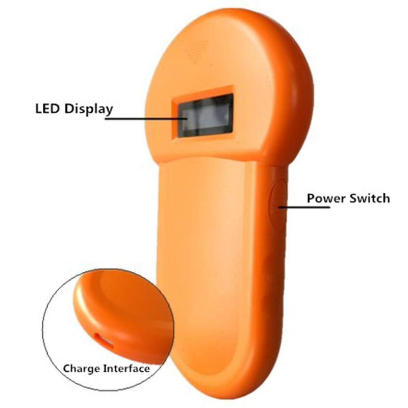 Pet Microchip Reader Scanner,Animal ID Reader 134.2Khz Stable FDX-B B Regeable OLED Display Handheld Portable Microchip Scanner for Cats Horse Pet Dog Orange - PawsPlanet Australia