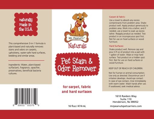 Mr. Peanut's Naturals Enzymatic Stain and Odor Remover, Professional Grade, Biodegradable and Proudly Made in the USA - PawsPlanet Australia
