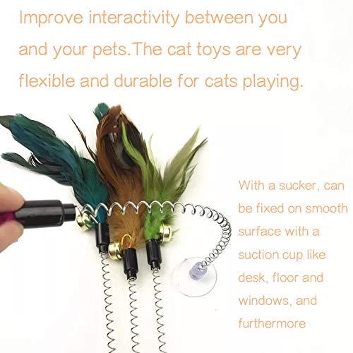 [Australia] - Lainrrew Cat Feather Wand, Cat Toy with Bell & Feathers Flexible Cat Tease Rod Interactive Cat Toys for Kitten Cat Dogs (6 Pack) 