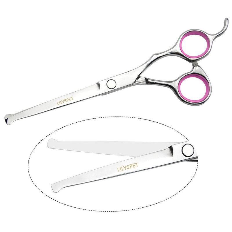 [Australia] - LILYS PET 5 PCS Round Tips Pet Grooming Scissors Kit for Dogs Cats Body Face Ear Nose Paw,6.5" Straight Scissor,6.5" Thinning Scissor,5.5" Straight Scissor, 4.5" Face Scissor and Comb 