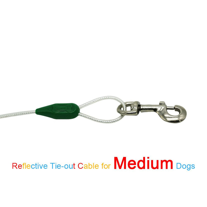 Petest Reflective Tie-Out Cable for Dogs Up to 35/60/90/125/250 Pounds, 15ft 25ft 30ft Length Available 8.8mmX16&60lbs15ft Darkgreen & Silver - PawsPlanet Australia