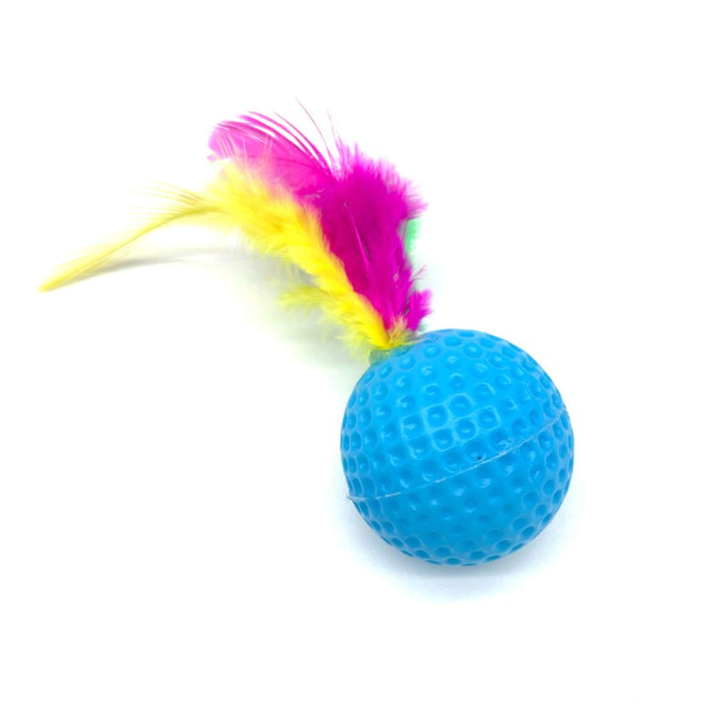 POPETPOP Cat Ball Toys with Feathers Interactive Golf Sponge Balls Assorted Kitten Squeaky Chasing Toy Pack of 24 - PawsPlanet Australia