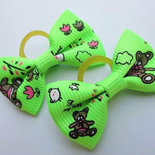 Chenkou Craft 50pcs/25pairs Puppy Yorkie Dog Hair Bows with Rubber Band Pet Grooming Products Mix Colors Varies Patterns Pet Hair Bows Dog Accessories - PawsPlanet Australia