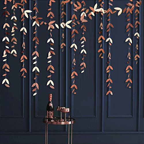 52 Ft Rose Gold Party Decorations Leaf Garland Kit Paper Hanging Gold Leaves Streamer Banner for Rose Gold Birthday Baby Shower Wedding Engagement Bridal Shower Showcase Garden Party Decor (4 Packs) - PawsPlanet Australia