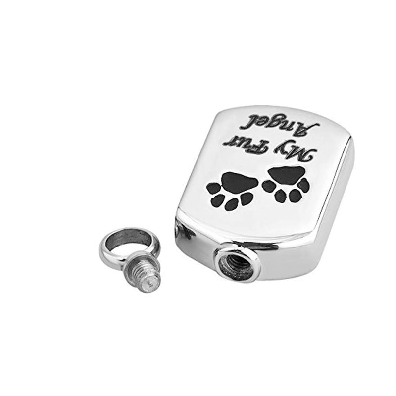 UEETEK My Fur Angel Pet Paw Prints Urn Necklace Pendant Memorial Ashes Keepsake Cremation for Pets Dogs Cats(Silver) - PawsPlanet Australia