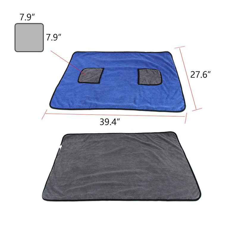 [Australia] - Delifur Dog Bathrobe Microfiber Absorbing Water Bath Towel Dog Drying Towel Robe with Pocket for Large Dogs Blue 