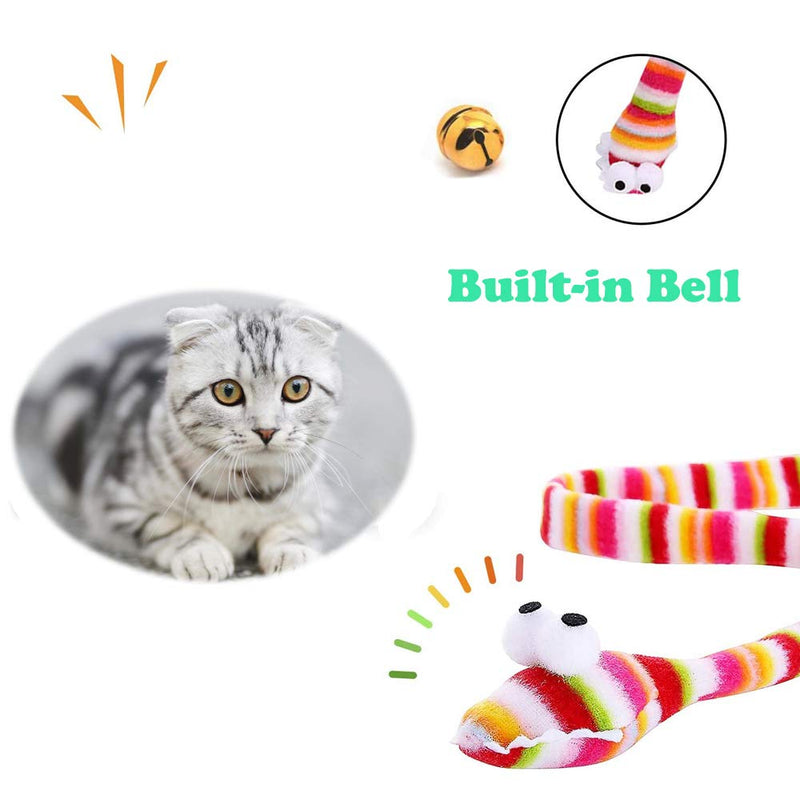 NEKOSUKI Cat Wand Rainbow Toy, 3 Styles Funny Interactive Cat Toys, Cuddly Stuffed Snake Cat Toy on Stick with Bell, Colorful Sounding Toys, Rainbow Ribbon Wand for Kittens Training - PawsPlanet Australia