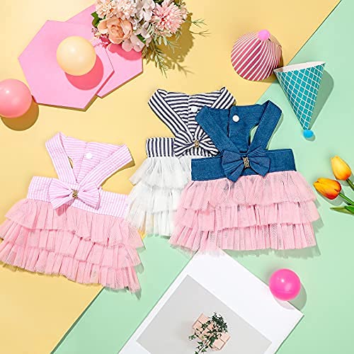 3 Pieces Dog Princess Dresses Puppy Bow Knot Dress Pet Tutu Dresses Striped Mesh Puppy Dog Princess Summer Dresses for Small Medium Cat Puppy Dog (X-Small) XS (Pack of 3) - PawsPlanet Australia